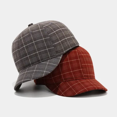 Gorra de Béisbol de Ala Corta Plaid Vintage Para Hombres Mujeres Casual Retro de Cuadros Sombrero Duckbill Ajustable de Algodón Sol