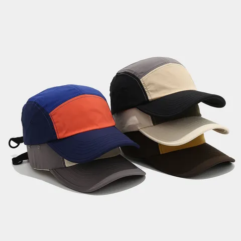 Casquette 5 Panels Vintage Américain Color Block pour Hommes Femmes Séchage Rapide Respirant Casquette de Baseball Patchwork Streetwear Sportif