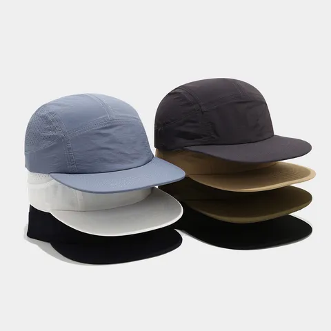 Summer Outdoor Breathable Quick Dry Mesh Baseball Cap For Men Women Flat Brim Cycling Running Adjustable 5 Panel Hat