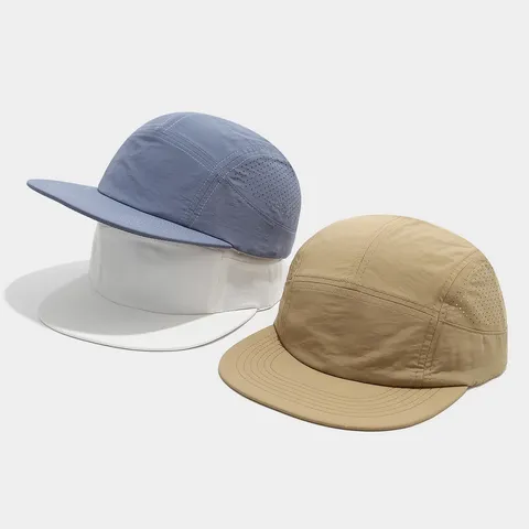 Summer Outdoor Breathable Quick Dry Mesh Baseball Cap For Men Women Flat Brim Cycling Running Adjustable 5 Panel Hat