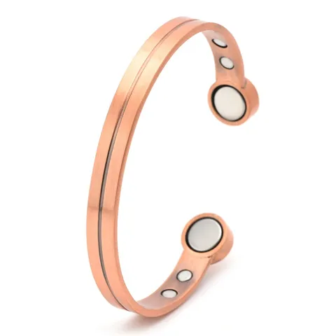 Vintage Pure Copper Magnetic Open Cuff Bracelet For Men Women Bronze Color Therapy Energy Healing Bangle Geometric Wristband Jewelry Gift