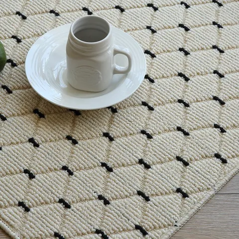 Franse Crème Stijl Loper Tapijt Van Polypropyleen Geweven Antislip Geometrisch Vloerkleed Voor Slaapkamer