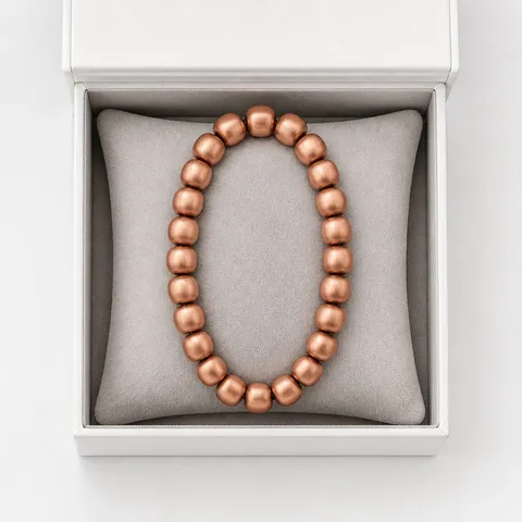 Pure Copper Round Bead Bracelet Handcrafted Brushed Matte Finish Unisex Fashion Jewelry Elegant Hand Chain Gift For Men Women