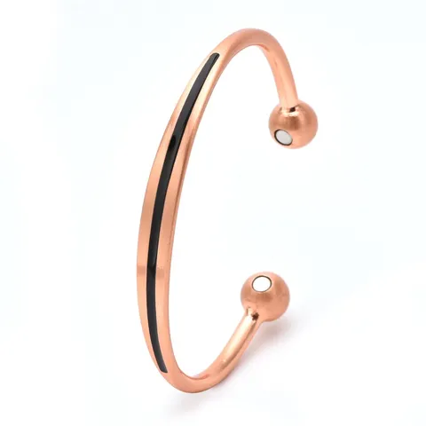 Vintage Pure Copper Magnetic Therapy Bracelet Enamel Open Adjustable Brushed Bangle Geometric Cuff Wristband For Men Women Jewelry