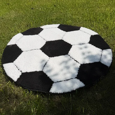 World Cup Soccer Ball Round Rug Non-Slip Absorbent Flocked Mat For Home Decor Living Room Bedroom Football Themed Carpet