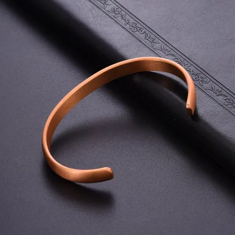 Minimalist Red Copper Cuff Bracelet For Men Women Adjustable Brushed Open Bangle Pure Copper Smooth Jewelry Fashion Accessories