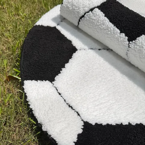 World Cup Soccer Ball Round Rug Non-Slip Absorbent Flocked Mat For Home Decor Living Room Bedroom Football Themed Carpet