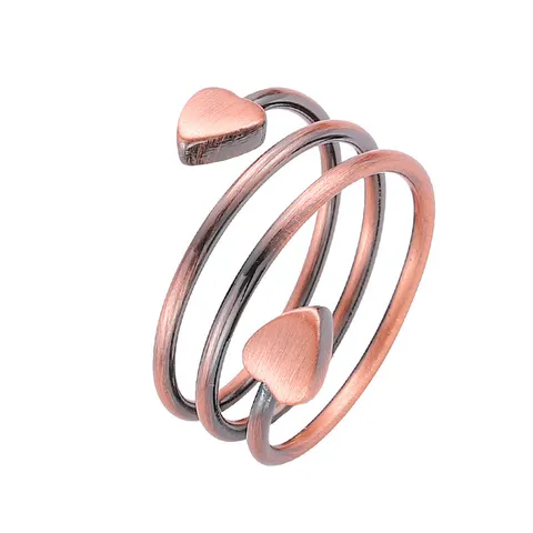 Fashion Copper Multi Layer Spiral Open Ring For Unisex Geometric Heart Decor Magnetic Therapy Adjusted Ring Light Luxury Jewelry Gift