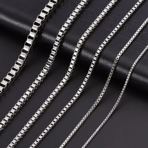 Stainless Steel Box Chain Necklace Minimalist Titanium Steel Venetian Chain For Men Women DIY Jewelry Making Accessories Silver Necklace