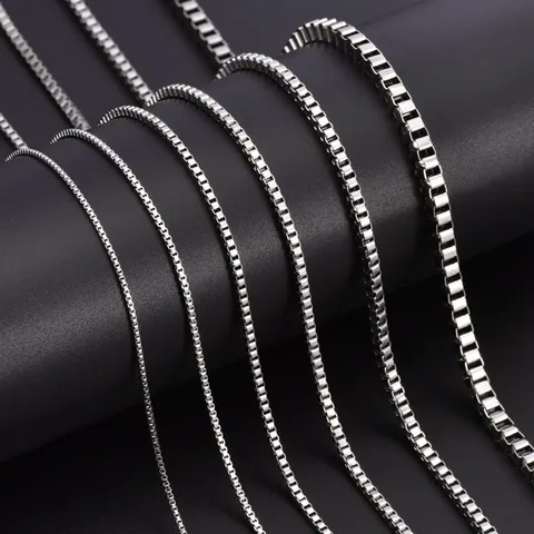 Stainless Steel Box Chain Necklace Minimalist Titanium Steel Venetian Chain For Men Women DIY Jewelry Making Accessories Silver Necklace