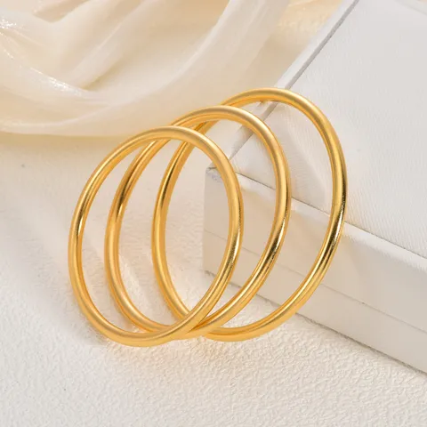 Stainless Steel Gold Plated Bracelet For Women Ancient Method Brushed Simple Ring Retro Fashion Jewelry Gift Unisex Bangles