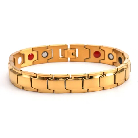 High End 304 Stainless Steel Magnetic Therapy Bracelet Double Beveled Edge Gold Silver Black Men Women Fashion Health Jewelry