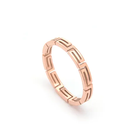 Fashion Titanium Steel Greek Key Hollow Open Rings For Women Elegant Rose Gold Plated Geometric Totem Finger Ring Jewelry Gift