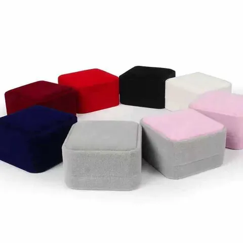 Portable Rounded Corner Velvet Jewelry Box Plastic Core Jewelry Packaging Gift Case For Ring Necklace Bracelet Jewelry Storage Case