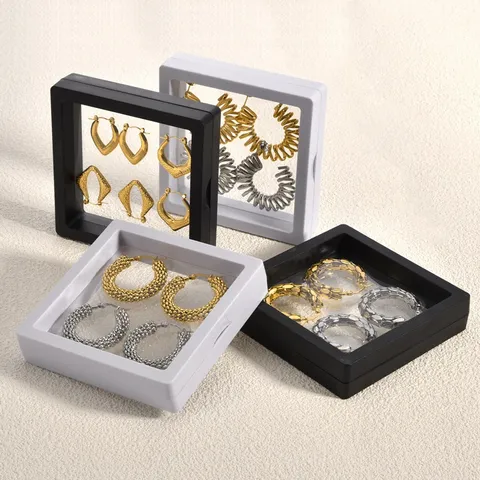 3D Floating Suspension Jewelry Storage Box Transparent PE Film Anti Dust Jewelry Organizer Box For Rings Earrings Bracelets Presentation Display Case