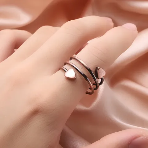 Fashion Copper Multi Layer Spiral Open Ring For Unisex Geometric Heart Decor Magnetic Therapy Adjusted Ring Light Luxury Jewelry Gift