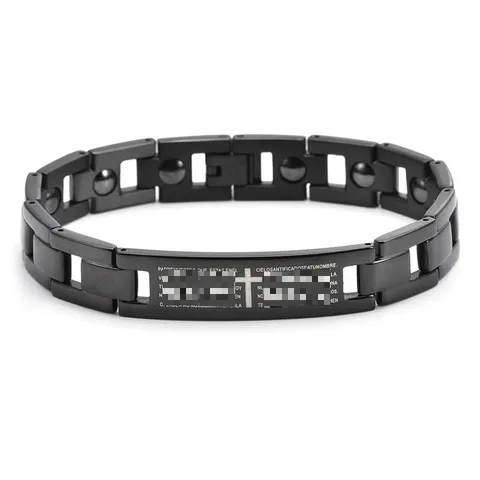 Men's Stainless Steel Cross Magnetic Health Bracelet Religious Engraved Scripture Chain Bracelet Fashion Jewelry