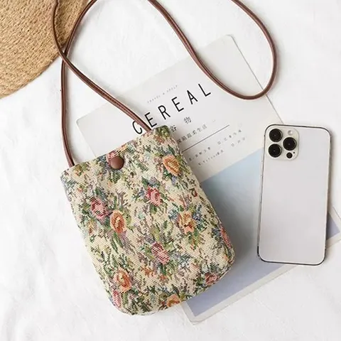 Ethnic Style Patchwork Floral Print PU Leather Crossbody Bag Fashion Saddle Bag Shoulder Bag Mobile Phone Purse For Women