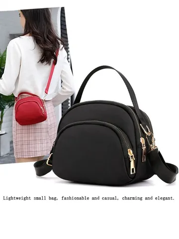 Women's Mini Nylon Shell Bag Fashionable Lightweight Small Crossbody Bag Commuting Mobile Phone Bag Solid Color Handbag