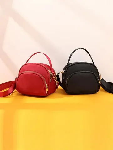 Women Nylon Oxford Cloth Mini Shoulder Bag Fashion Versatile Crossbody Bag Multi-layer Zipper Coin Purse Small Handbag