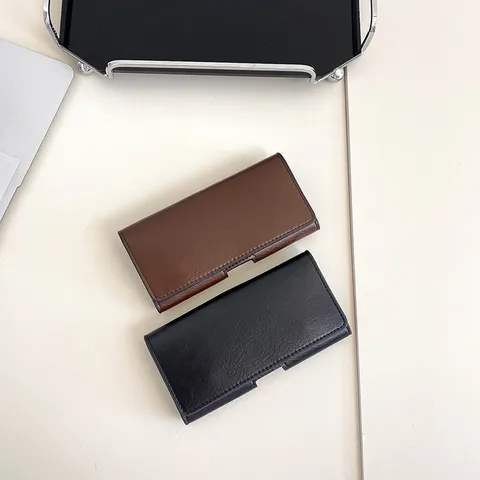 Unisex PU Leder Lange Gürteltasche Handytasche Einfarbig Minimalistisch Münztasche Geldbörse Verschleißfest Nähte Beutel