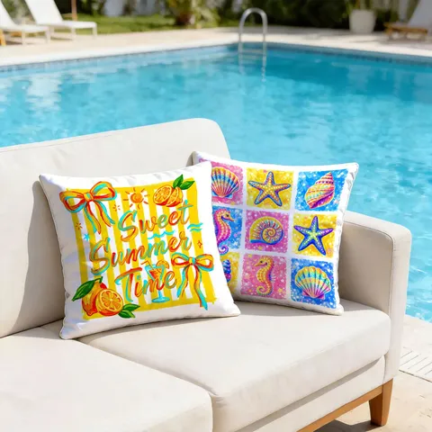 Modern Minimalist Multicolor Ocean Starfish Crab Digital Printed Polyester Cushion Cover For Living Room Home Decor