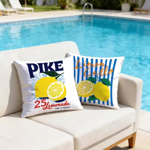 Summer Fresh Lemon Print Throw Pillow Cover Decorative Cushion Cover For Living Room Sofa Beach Poolside Home Decor