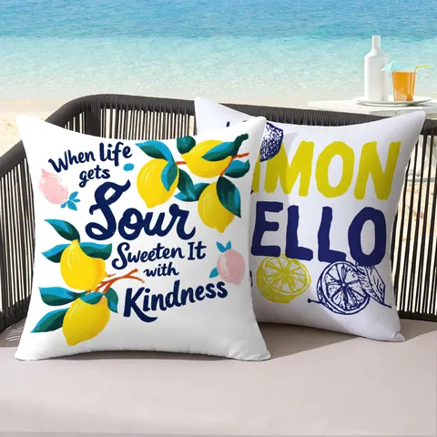 Summer Fresh Lemon Print Throw Pillow Cover Decorative Cushion Cover For Living Room Sofa Beach Poolside Home Decor