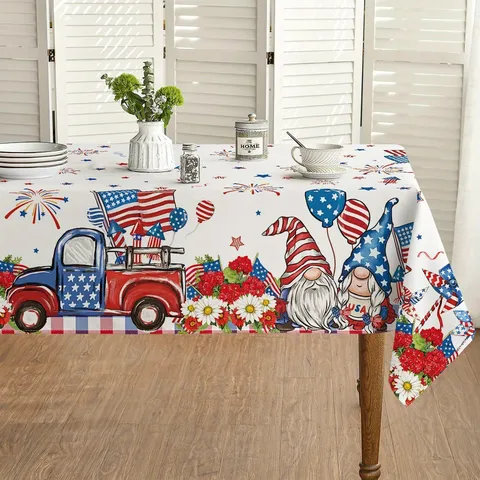 American Independence Day Patriotic Tablecloth Stars And Stripes Printed Rectangle Table Cover For Home Dining Party Decor
