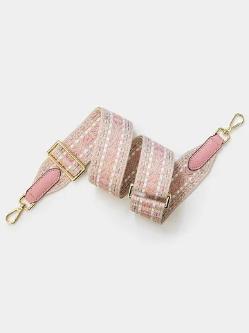 Adjustable Wide Shoulder Bag Strap Vintage Geometric Polyester Replacement Crossbody Purse Strap With Metal Buckle For Women