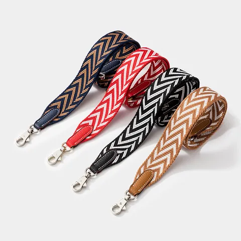 Bandoulière Large en Tissu Sergé Chevrons Vintage Remplacement Bordure Cuir Véritable Fermoir Alliage Sac Crossbody Pour Sacs à Main Luxe