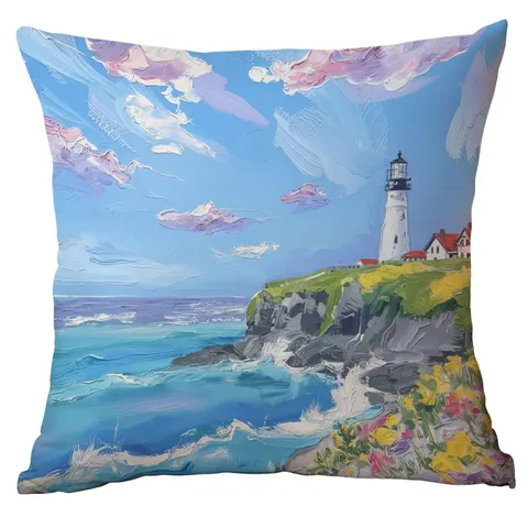Artistic Oil Painting Landscape Pillowcase Short Plush Watercolor Scenery Throw Pillow Cover Printed Cushion Cover Decorative For Sofa Living Room Bedroom Home