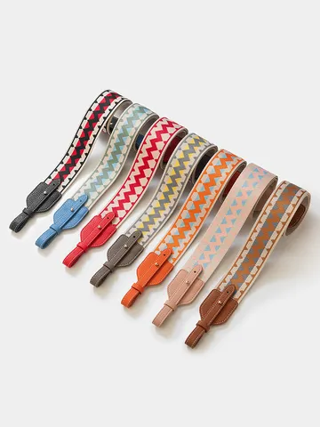 Women Elegant Wide Bag Strap Polyester Replacement Shoulder Belt Wave Pattern Multicolored Crossbody Purse Strap Accessories