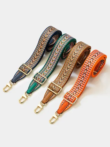 Adjustable Polyester Webbing Bag Strap Retro Geometric Chevron Pattern Shoulder Strap Replacement For Crossbody Handbags Women Men