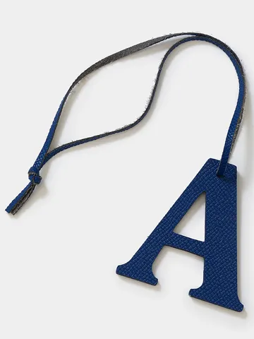 Retro Cowhide Leather Letter A Bag Charm Decorative Genuine Leather Car Keychain For Luxury Handbags Women Men Key Ring Pendant