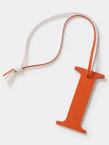 Lujoso Accesorio de Bolso de Cuero de Vaca Partido Letra Mayúscula I Llavero de Cuero Texturizado para Bolsos Decoración de Coche