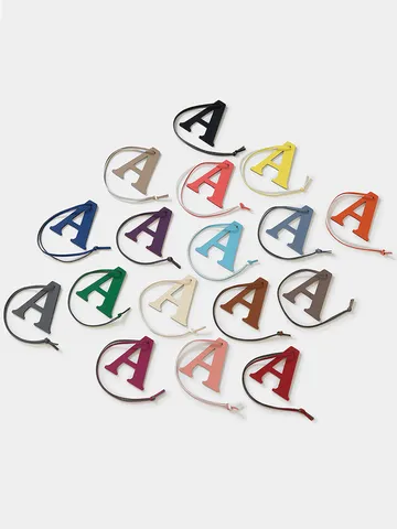 Retro Cowhide Leather Letter A Bag Charm Decorative Genuine Leather Car Keychain For Luxury Handbags Women Men Key Ring Pendant