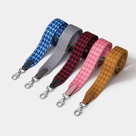 Houndstooth Pattern Wide Bag Strap Replacement Polyester Geometric Woven Adjustable Shoulder Strap For Crossbody Shoulder Bags
