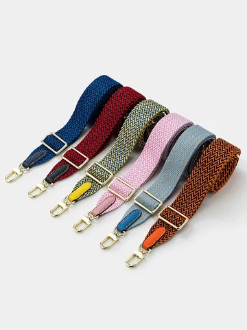 Adjustable Wide Shoulder Strap Crossbody Bag Replacement Polyester Woven Webbing Strap Stripe Design Hardware Clasp DIY Bag Accessories