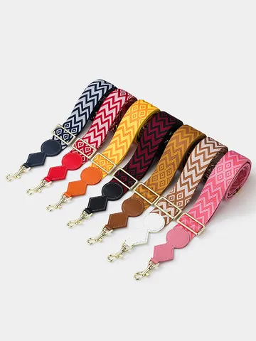 Adjustable Wide Bag Strap Replacement Polyester Geometric Stripe Shoulder Belt For Crossbody Handbag Western Retro Style Purse Accessory