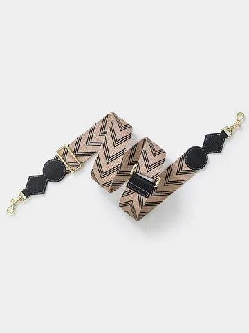 Adjustable Wide Shoulder Strap For Crossbody Bags Replacement Polyester Chevron Pattern Gold Silver Buckle Bag Strap