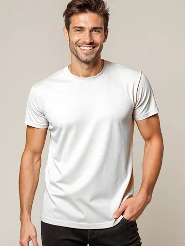Men's Casual Cotton Blend T-Shirt Quick Dry Sun Protection Heavyweight Solid Color Short Sleeve Top Basic Round Neck Tee