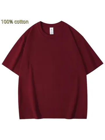 Men's Oversized Cotton T-Shirt Drop Shoulder Loose Fit Solid Color Short Sleeve Top Casual Round Neck Daily Tee