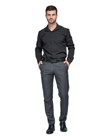 Men's Formal Long Sleeve Shirt Non-Iron Wrinkle Resistant Slim Fit Business Dress Shirt For Men Polyester Solid Color Office Work Shirt