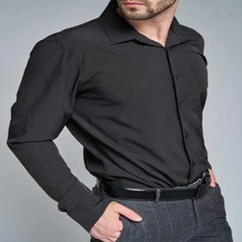 Men's Formal Long Sleeve Shirt Non-Iron Wrinkle Resistant Slim Fit Business Dress Shirt For Men Polyester Solid Color Office Work Shirt