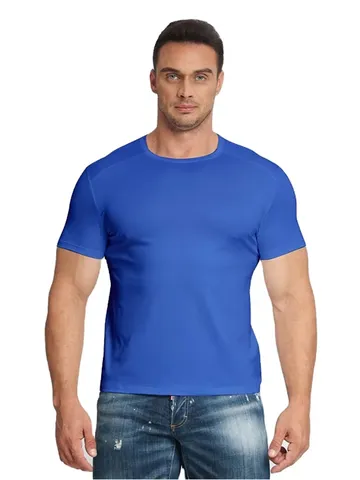 Men's Summer Cooling Sun Protection T-Shirt Loose Cotton Blend Quick Dry Breathable Short Sleeve Round Neck Tee Top