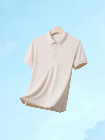Unisex Summer Short Sleeve Polo Shirt Cool Washed Cotton Slit Hem Casual Solid Color Lapel Button Top For Men Women