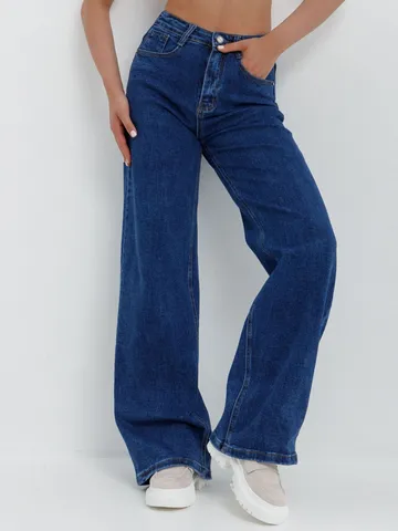 Men Loose Straight Wide Leg Jeans Washed Non-Stretch Dark Blue Hip Hop Streetwear Baggy Denim Pants Long Trousers For Men