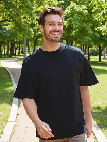 Herren 260g Schwergewicht Oversize 100% Baumwolle T-Shirt Basis Einfarbig Überschnittene Schultern Kurzarm Top Für Sommer Freizeit