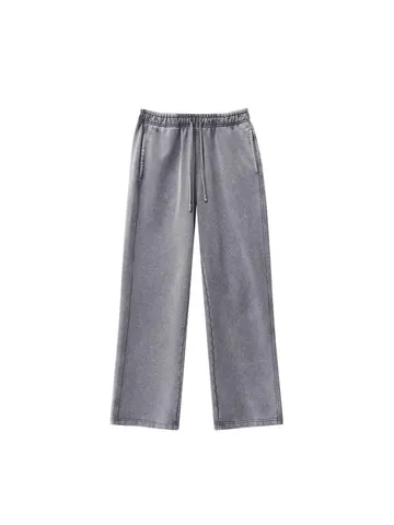 Herren 400g Schwere Baumwolle Sweatpants Distressed Gewaschen Locker Gerade Jogginghose Vintage Lässige Sporthose